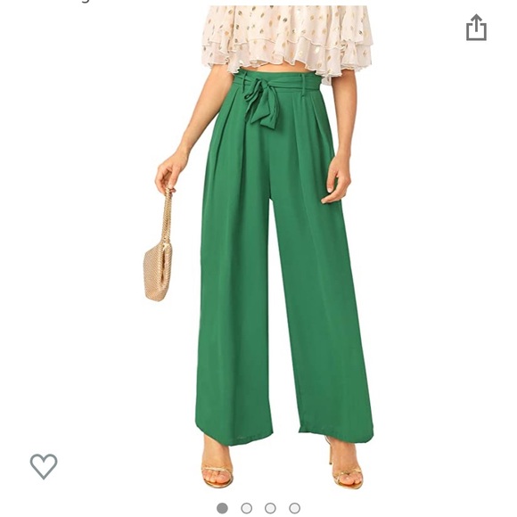 Pants - Green Wide Leg Palazzo Pants